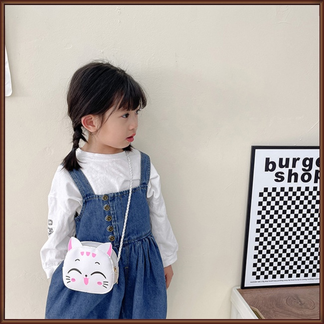 Túi Đeo Vai Da Pu Hình Động Vật Hoạt Hình Đáng Yêu Có Khóa Kéo Cho Bé Gái