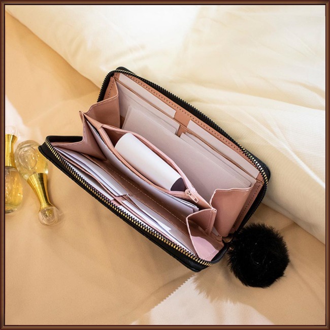 Ví Da Pu Cầm Tay Dáng Dài Thêu Họa Tiết Xinh Xắn Thời Trang Cho Nữ