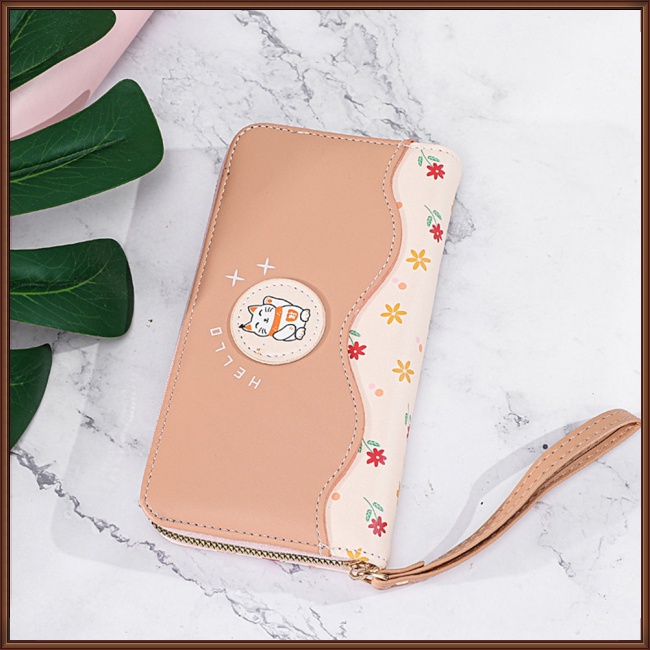 Ví Dài Đựng Điện Thoại Nhiều Ngăn Phối Màu Tương Phản Đơn Giản Cho Nữ