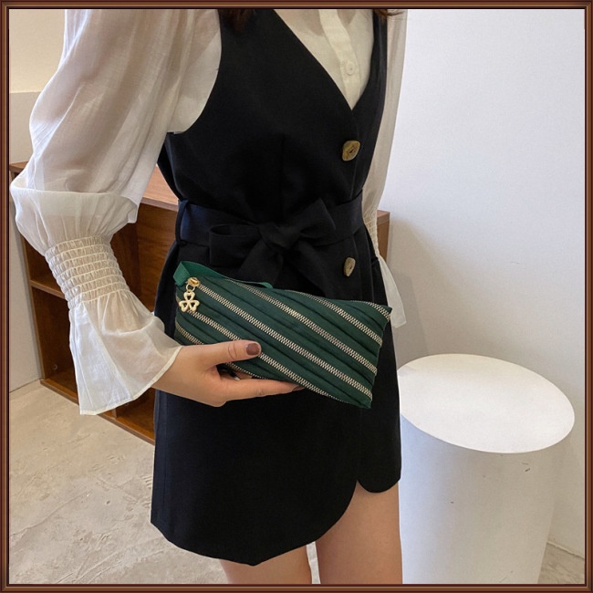 Ví Cầm Tay Đựng Điện Thoại Dáng Dài Sức Chứa Lớn Màu Trơn Có Khóa Kéo Cho Nữ