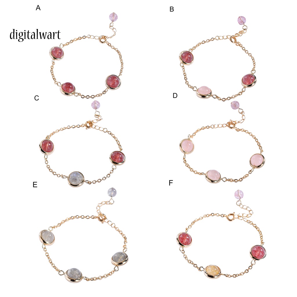 Kỹ Thuật Số| Vòng Đeo Tay Màu Hồng Dâu Tây Đính Đá Pha Lê Dễ Điều Chỉnh Thời Trang Cho Nữ