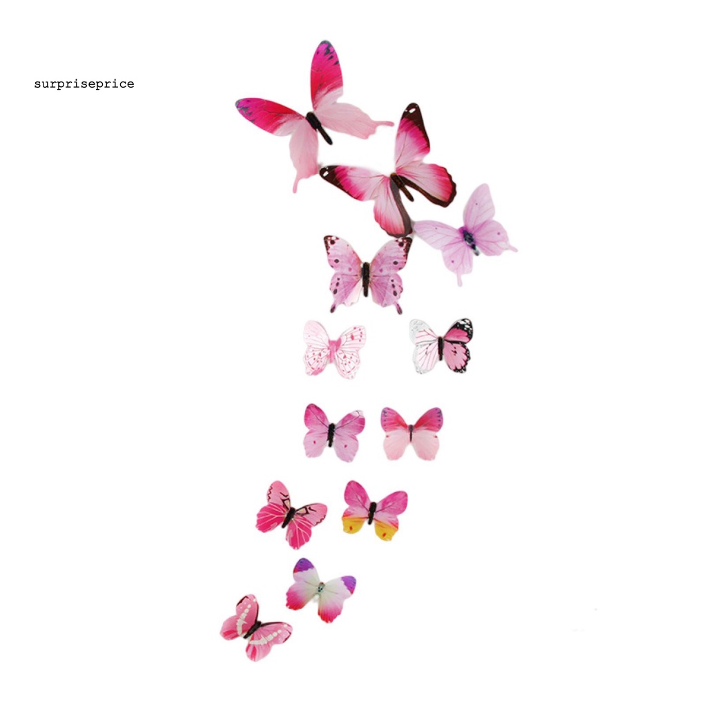 Bộ 12 Miếng Dán Tường Hình Bướm Ba Chiều Màu Dạ Quang Tự Dính Chống Nước Trang Trí Nhà Bếp DIY