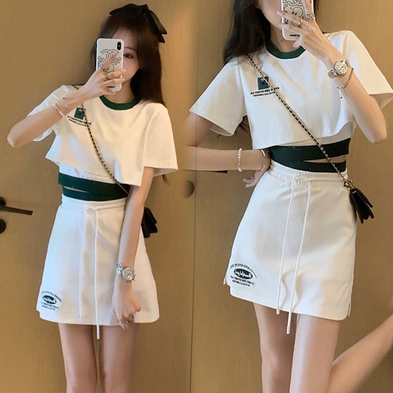 Mùa Hè Nóng Bỏng, Nữ Thời Trang, Rộng Thùng Thình, Gầy Gò, Áo Ba Lỗ, Váy Ngắn Nửa Người. [hàng Oder]