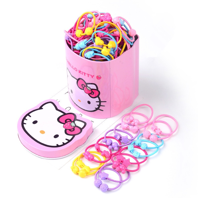 Dây Buộc Tóc Cao Su Không Đau Hình Mèo Hoạt Hình Phong Cách Hàn Quốc Cho Bé Gái
