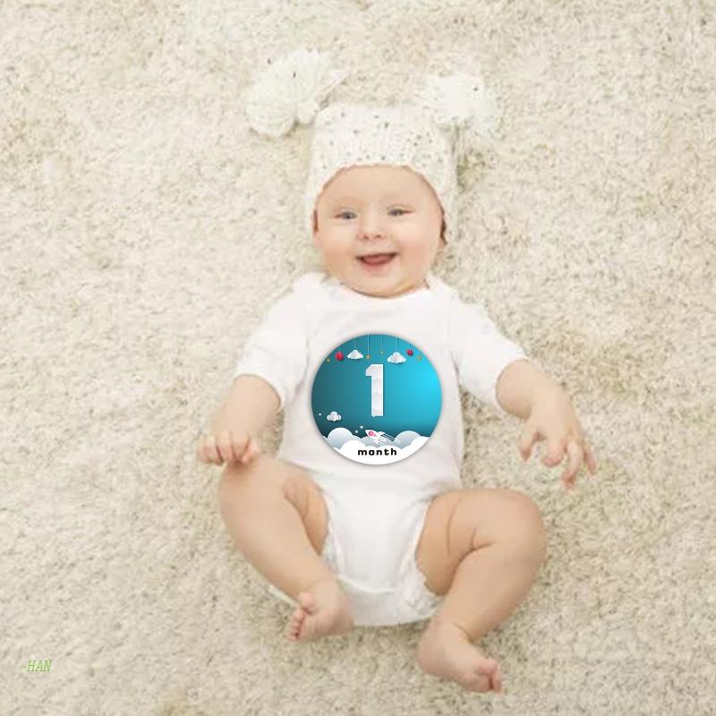 Set 12 Miếng Dán Đánh Dấu Cột Mốc Phát Triển Theo Tháng Cho Bé 1-12 Tháng Tuổi