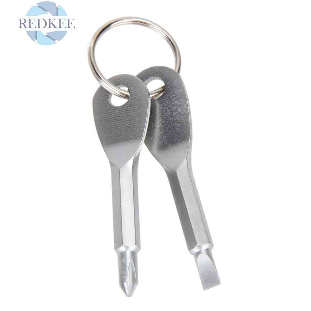 Set 2 Tua Vít Mini EDC Bằng Kim Loại Có Rãnh Chữ Thập