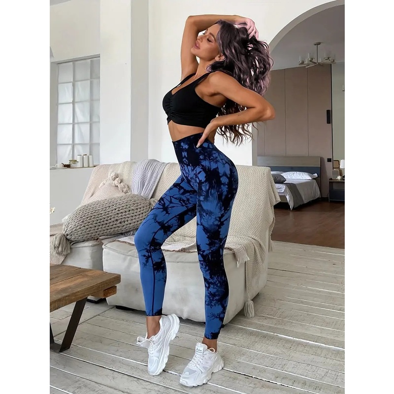 Quần Legging Thể Thao Mềm Mại Thoáng Khí Nhuộm Màu Thời Trang Cho Nữ