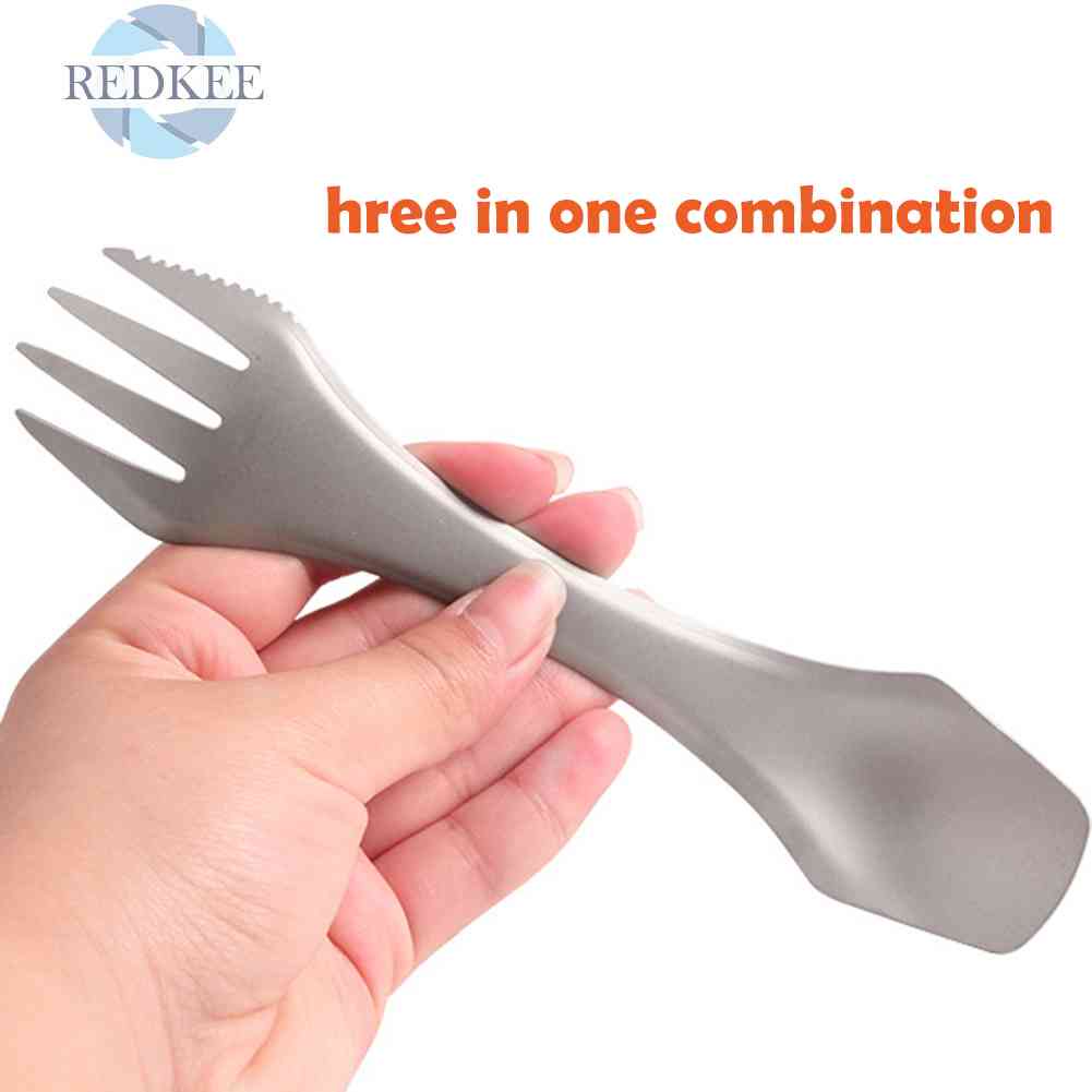 Bộ Muỗng Nĩa 3 Trong 1 Bằng Titan Dùng Cho Cắm Trại