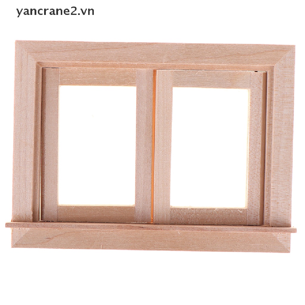 Mô Hình Cửa Sổ 2 Pane DIY Bằng Gỗ Tỉ Lệ 1 / 12 Trang Trí Nhà Búp Bê {yancrane2.vn
