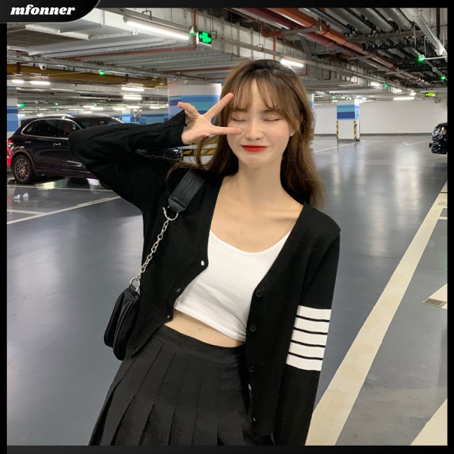 Áo Cardigan Dệt Kim Tay Dài Dáng Rộng Cổ Chữ V Màu Sắc Đơn Giản Cho Nữ