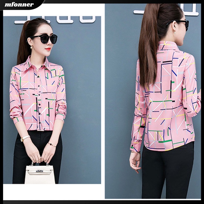 Áo Sơ Mi Chiffon Dài Tay Họa Tiết Sọc Thời Trang Dành Cho Nữ