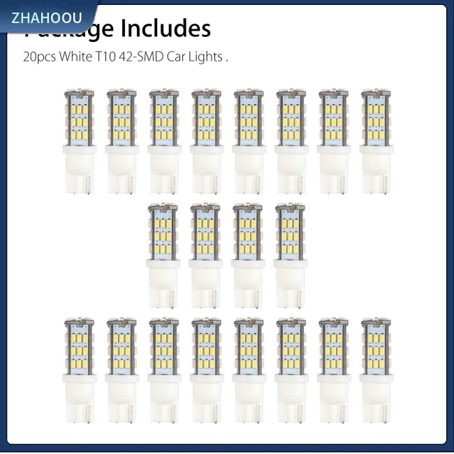 ☃Nhà Cửa☃ Bộ 20 Đèn Led Chiếu Sáng Biển Số Xe Hơi T10 42smd-1206 3020