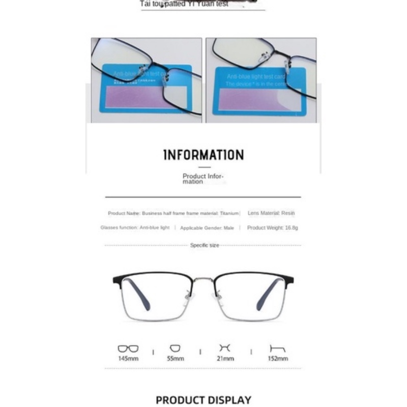 【-0°~-600°Kính Mát Gọng Kim Loại Siêu Nhẹ Chống Ánh Sáng Xanh Thời Trang Cho Nam Và Nữ