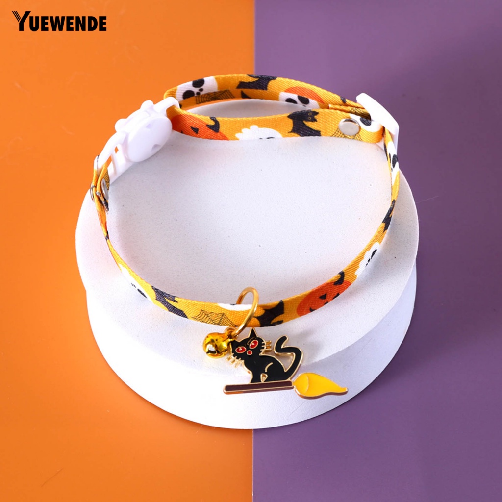 Vòng Cổ Gắn Chuông Họa Tiết Ma Bí Ngô Có Thể Điều Chỉnh Trang Trí Lễ Hội Cho Thú Cưng