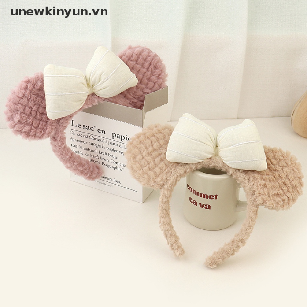 Băng Đô Cài Tóc Hình Tai Gấu Bằng Vải Bông Không Trượt Thời Trang Dành Cho Nữ