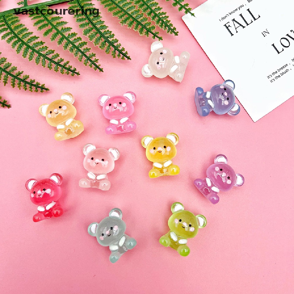 Bộ 2 Tượng Gấu Hoạt Hình Bằng Nhựa Resin Phát Quang Trang Trí Xe Hơi