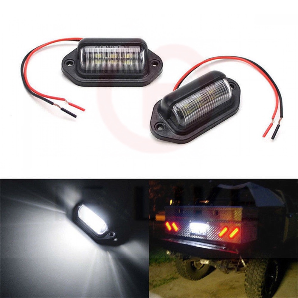 Bộ 2 Đèn LED 6 Bóng 12V Chống Thấm Nước Gắn Biển Số Xe Hơi / Xe Tải / Tàu Thuyền