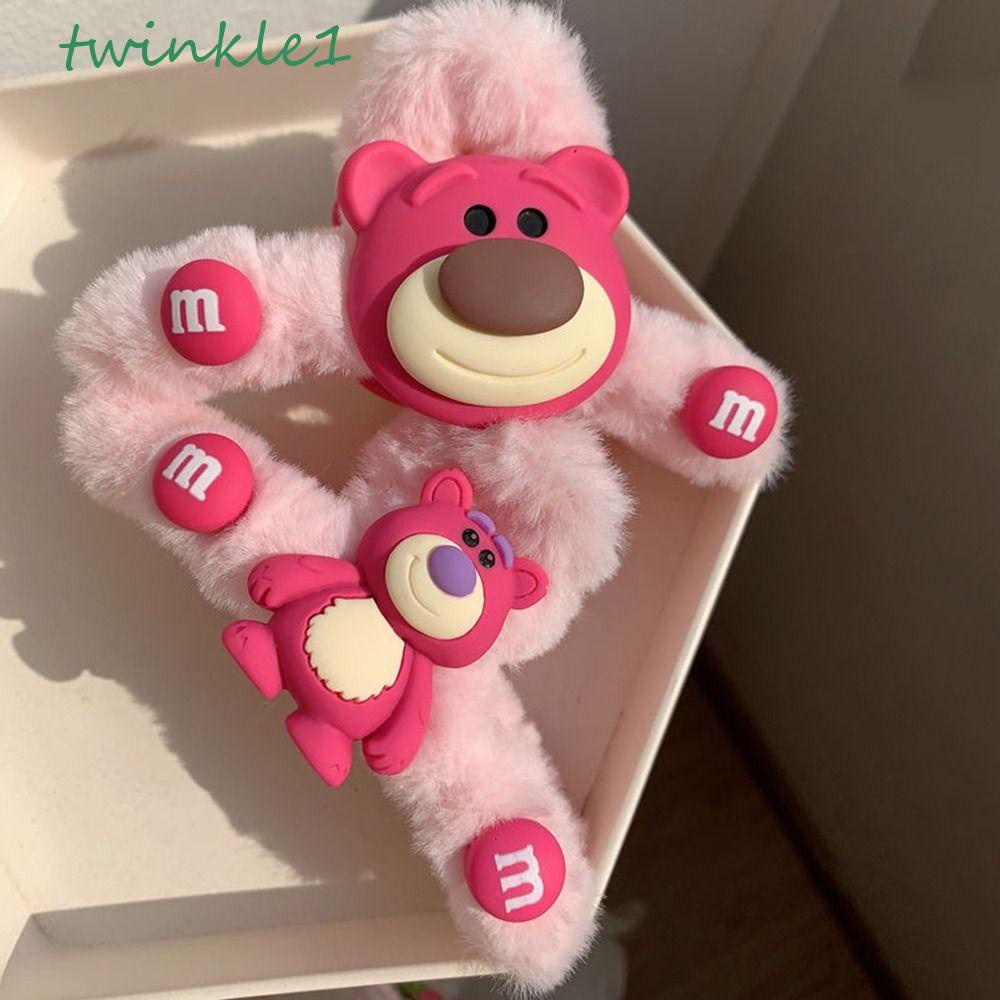 Kẹp Tóc Đuôi Ngựa Hình Gấu / Dâu Tây Phủ Lông Dễ Thương Thời Trang Cho Bạn Gái