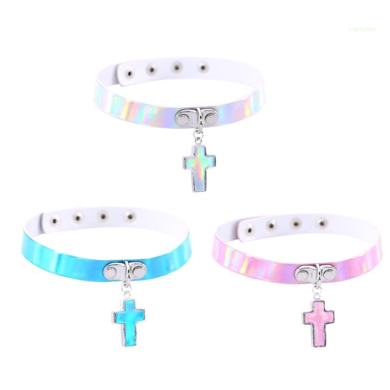 Vòng Cổ Choker Y2K Mặt Thánh Giá Có Thể Điều Chỉnh Kích Cỡ Cho Nữ