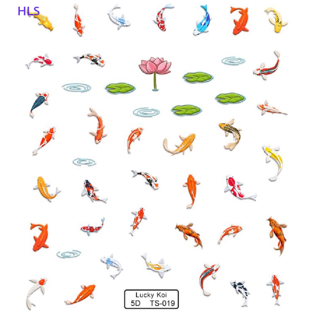 Miếng Dán Trang Trí Móng Tay Họa Tiết Cá Lá Sen / Cá Nhỏ Nhiều Màu 5D Mềm Mại DIY