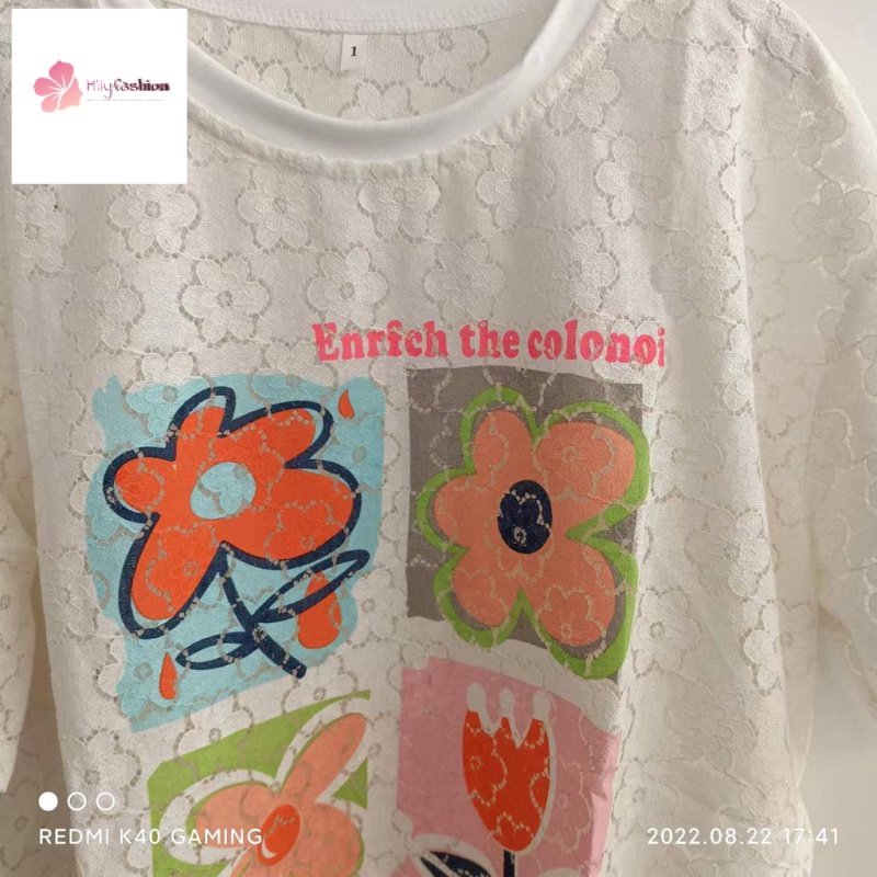 Áo Thun Tay Ngắn Dáng Rộng In Hoa Cỡ Lớn Thời Trang Mùa Hè