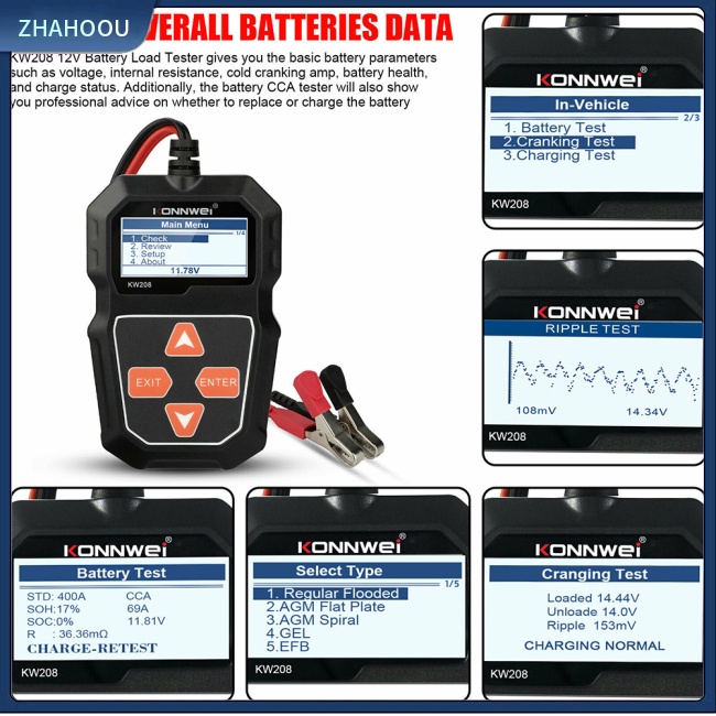 ☃Phụ Kiện Trang Trí Nhà Cửa Kiểu Dáng Dễ Thương Xinh Xắn☃ Máy Phân Tích Tải Điện Tự Động Kw208 Ancel Bst200 Pb100bt5 Cho Xe Hơi