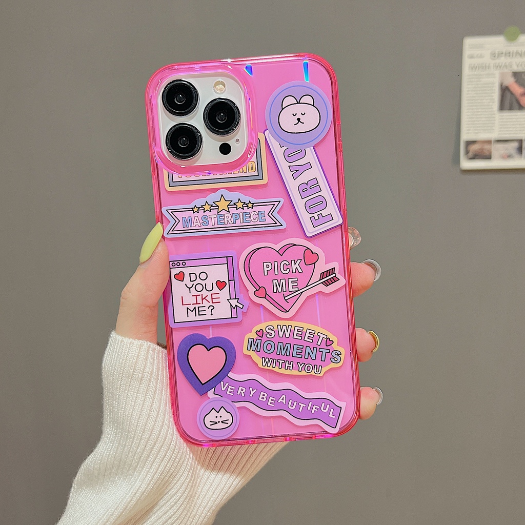 Ốp Điện Thoại tpu Dẻo Trong Suốt Họa Tiết Hoạt Hình Đơn Giản Chống Rơi / Sốc Cho iPhone 11 12 13 14 PRO Max