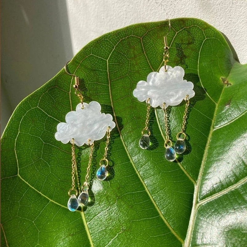 Bông Tai Hình Đám Mây / Giọt Nước Bằng Acrylic Thời Trang Tinh Tế Cho Nữ