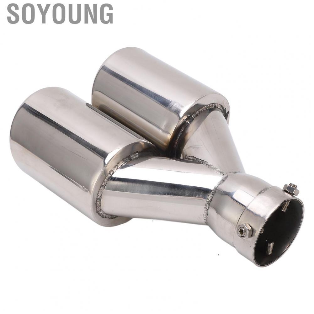 Soyoung Dual Exhaust Tips Tailpipe  Corrosion Universal Bevel Cut for Replacement