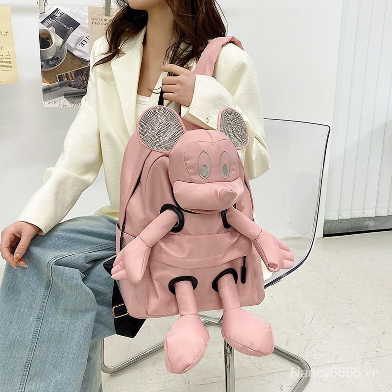 Balo Đi Học Cỡ Lớn Bằng Vải Nylon Hình Chuột Mickey Thời Trang 2023 Dành Cho Nữ