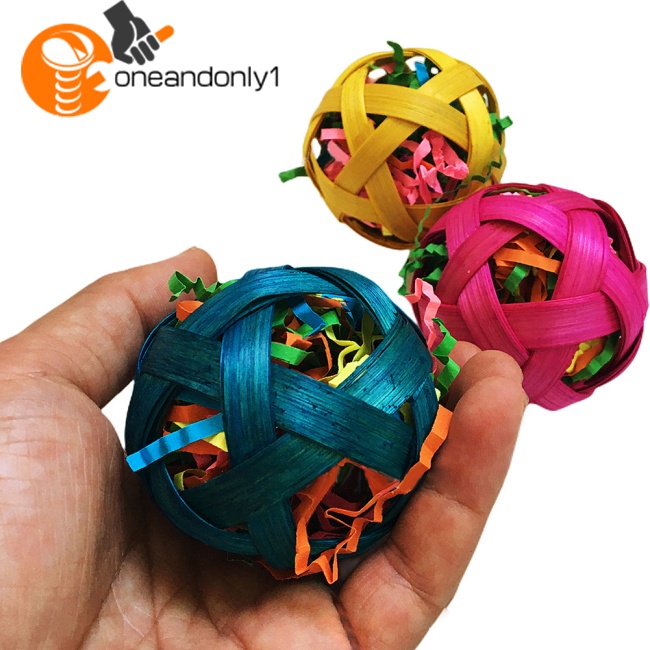 Set 3 Đồ Chơi Nhai Gặm Bằng Giấy Tre Tự Nhiên Giúp Giảm Căng Thẳng Dành Cho Chim Vẹt