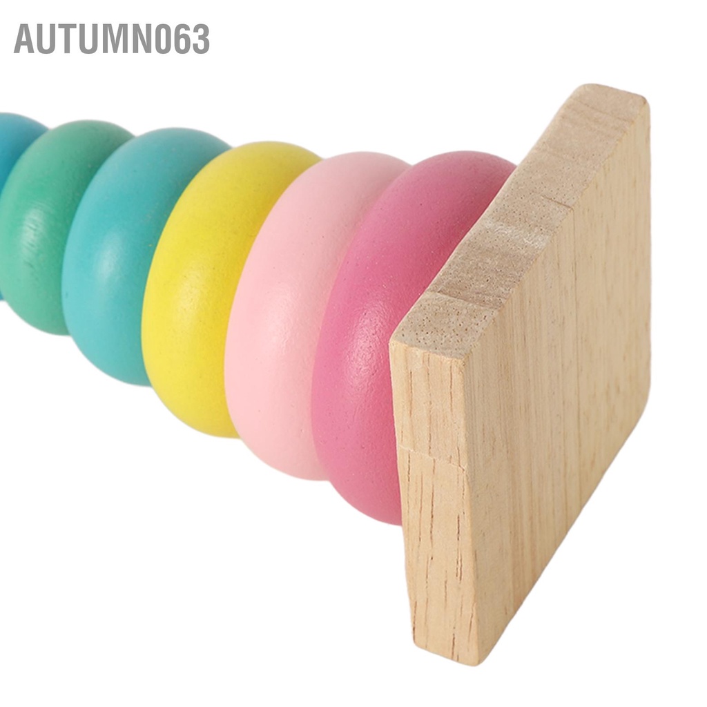 Autumn063 Đồ chơi vòng tròn xếp chồng bằng gỗ Giáo dục đầy màu sắc cho trẻ sơ sinh và mới biết đi