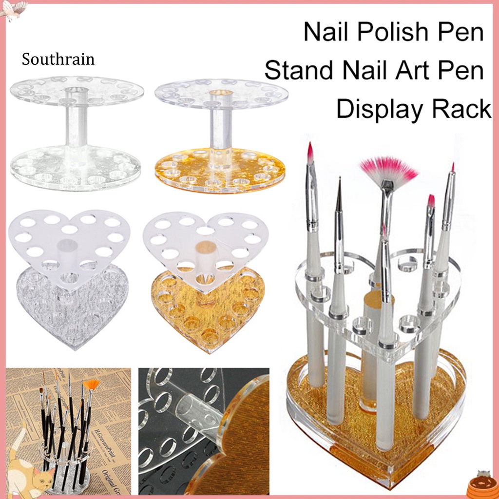 Giá Đỡ Bút / Bút Vẽ Móng Bằng Acrylic Màu Sáng Độ Bền Cao Tiết Kiệm Không Gian Tiện Dụng Cho Salon