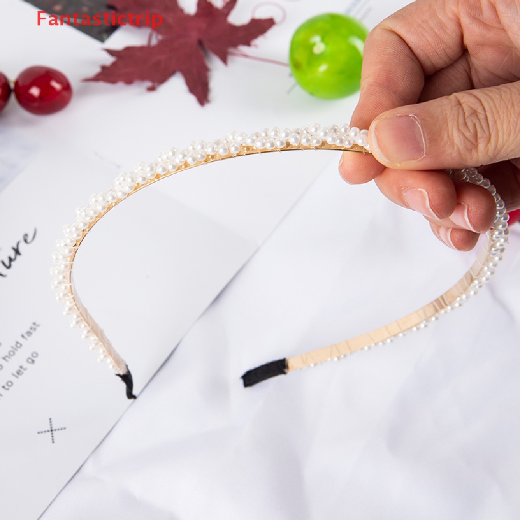 [Fantastictrip] Băng Đô Hoa Thắt Nơ Đính Ngọc Trai Nhân Tạo Handmade Phong Cách Hàn Quốc Dành Cho Nữ