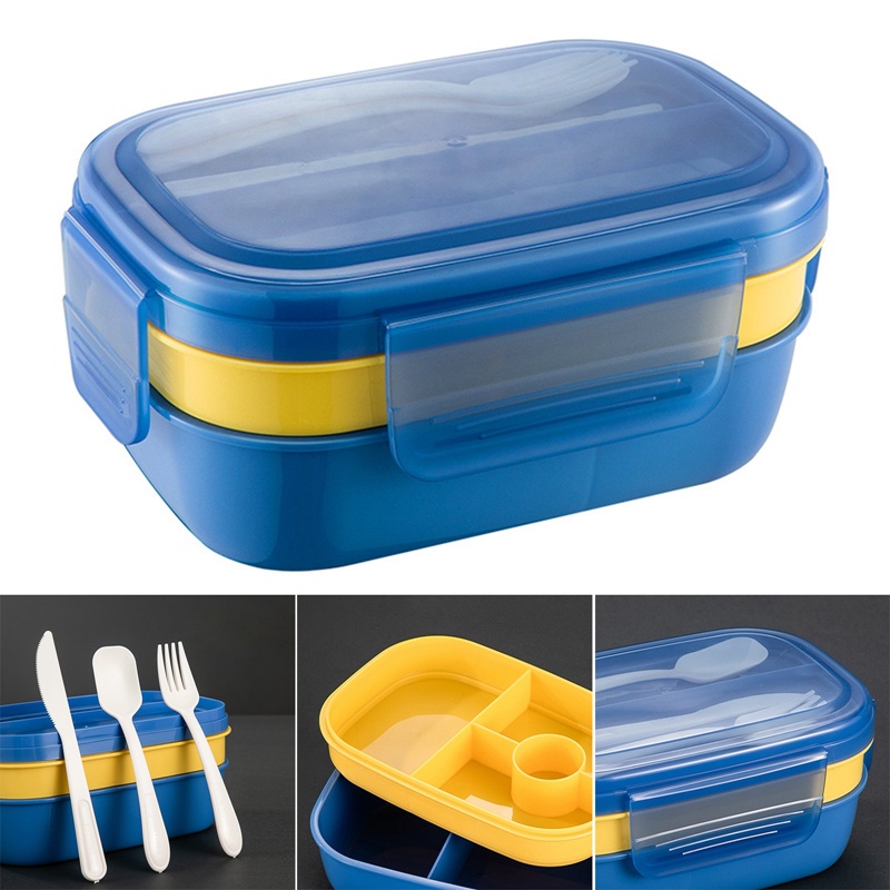 Hộp cơm 3 Tầng Xếp Chồng Lên Nhau Thiết Kế Tối Giản Hiện Đại Kèm Dụng Cụ Ăn Trưa Chống Rò Rỉ Cho Người Lớn / Trẻ Em / Trường Học / Trường Học