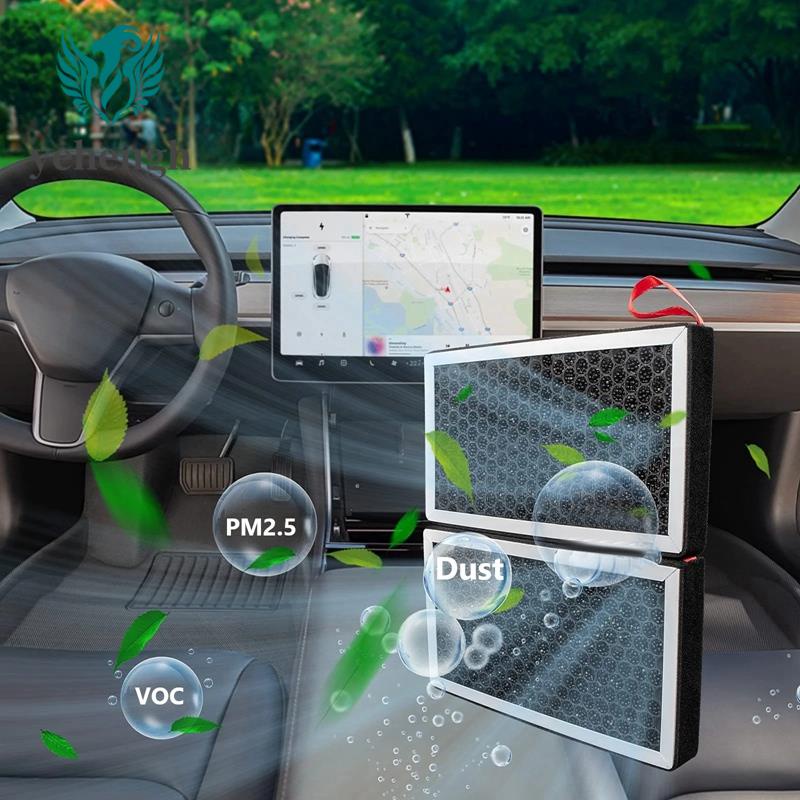 Set 2 Bộ Lọc Không Khí Carbon Hoạt Tính Cho Tesla Model 3 Model Y 2016-2022 A / C HEPA PM2.5