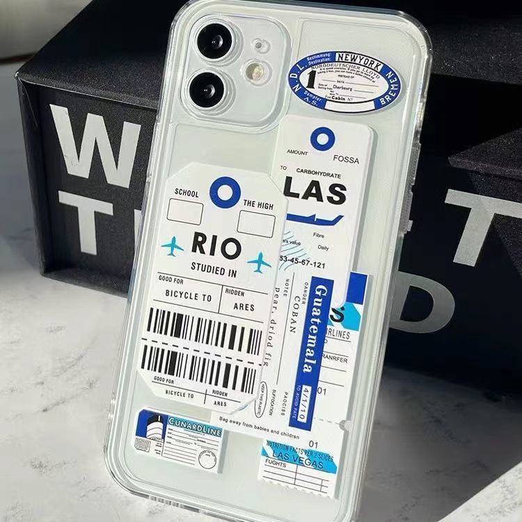 ✅Ốp Điện Thoại Mềm Trong Suốt Họa Tiết Vé Máy Bay Cho Iphone 14 / 8p / 7 XS1113 / Promax 12 XR 5TGX
