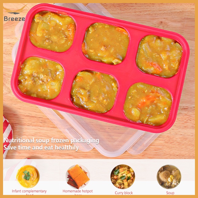 Khay Silicone Đựng Nước Sốt 6 Ngăn Có Nắp Đậy Tiện Lợi