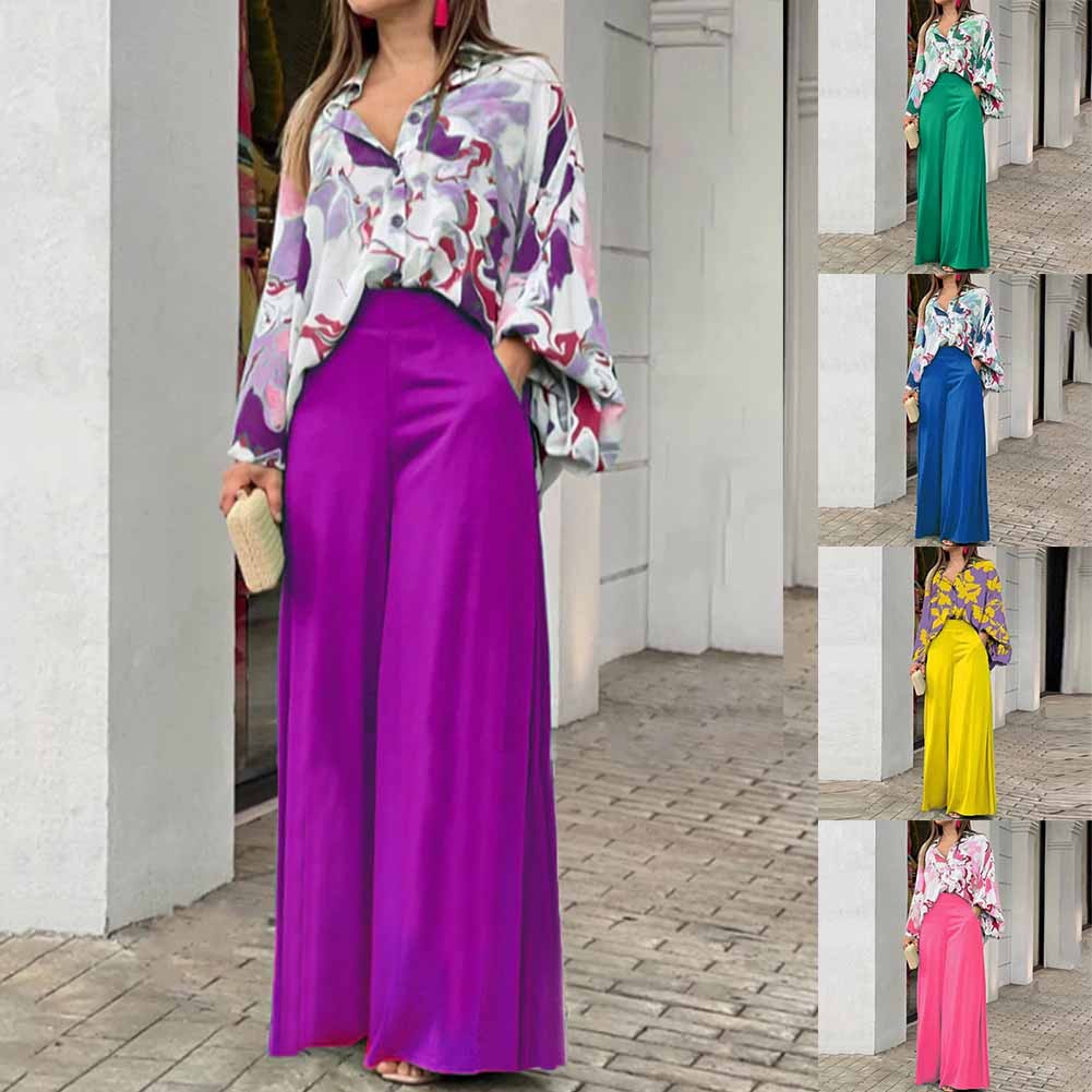 Set Áo Cánh Dơi In Họa Tiết + Quần Ống Rộng Thời Trang Cho Nữ [MM0425]