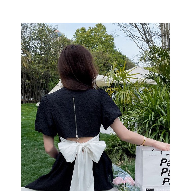 COZOK Đầm Ngắn Tay Thắt Nơ Sau Lưng Thời Trang Gợi Cảm Cho Nữ