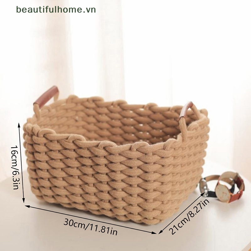 Giỏ Đựng Đồ Dùng / Đồ Dùng Bằng Dây Cotton Bện Tiện Dụng Trang Trí Nhà Cửa