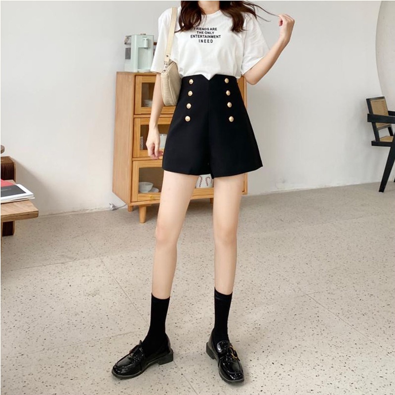 Quần Short Chữ A Lưng Cao Dáng Ôm Phong Cách Hàn Quốc Thời Trang Xuân Thu Cho Nữ