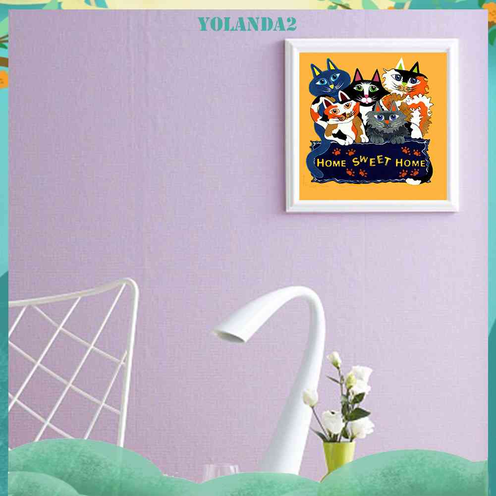 Tranh Đính Đá Kim Cương Toàn Bộ 5D DIY Hình Vẽ Mèo Nhiều Màu Sắc