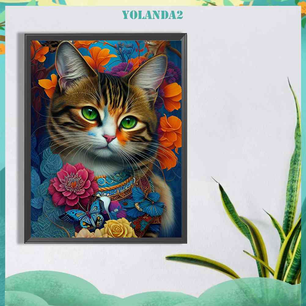 Tranh Đính Đá Kim Cương Toàn Bộ 5D DIY Hình Vẽ Mèo Trang Trí Nhà Cửa