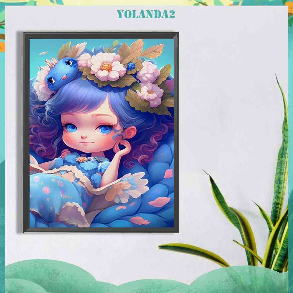 Bộ Tranh Đính Đá 5D Họa Tiết Hoạt Hình Cô Gái Độc Đáo DIY Dùng Trang Trí Nhà Cửa