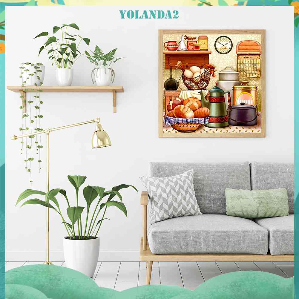 Tranh Đính Đá Kim Cương Toàn Bộ 5D DIY Hình Vẽ Đồ Ăn Trang Trí Nhà Cửa