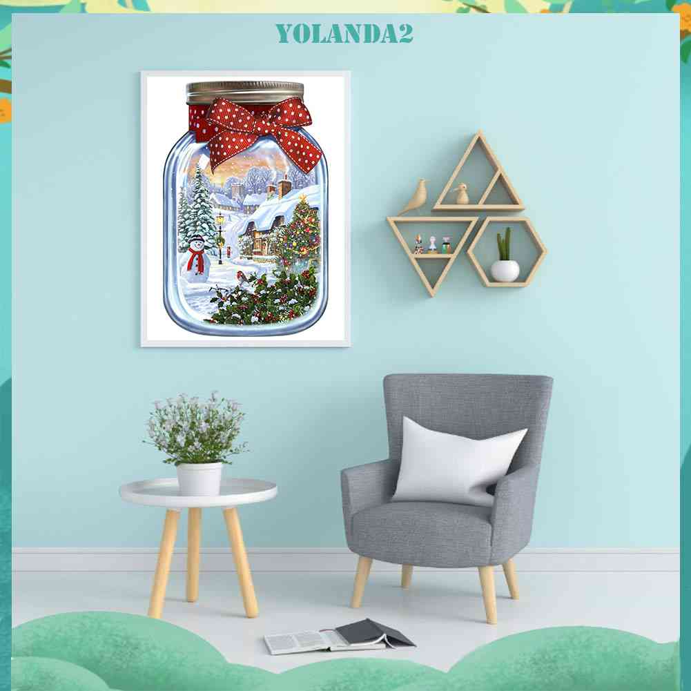 Tranh Đính Đá Kim Cương Toàn Bộ 5D DIY Hình Vẽ Lọ Hoa Giáng Sinh Trang Trí Nhà Cửa