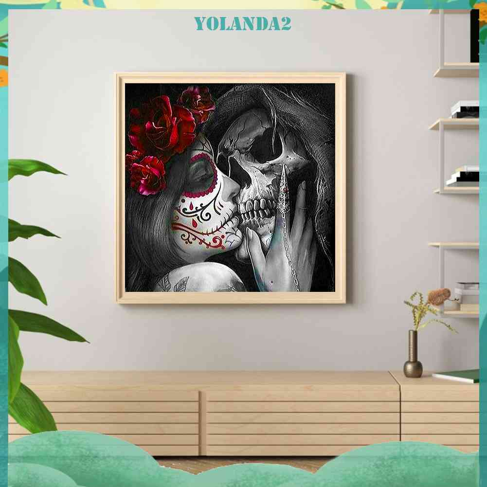 Tranh Đính Đá Kim Cương Toàn Bộ 5D DIY Hình Vẽ Đầu Lâu