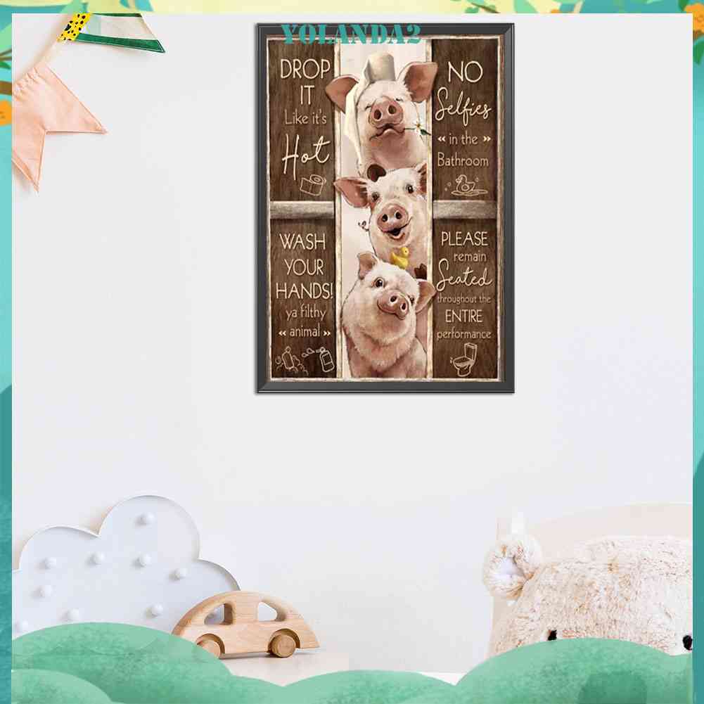 Tranh Đính Đá Kim Cương Toàn Bộ 5D DIY Hình Ba Chú Heo