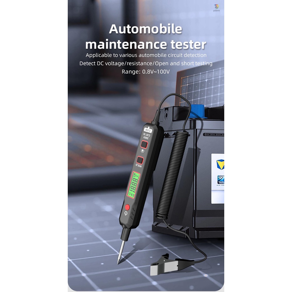 Bút Thử Điện Áp Xe Hơi HABOTEST 0.8V-100V Màn Hình LCD Với Dây Lò Xo PU